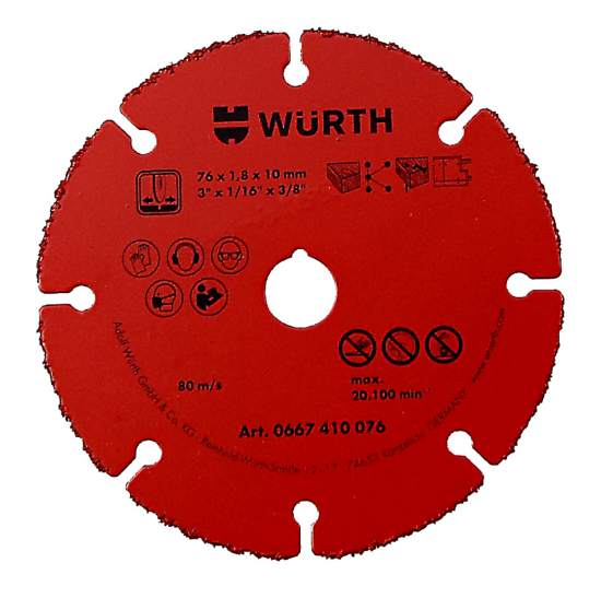 Fotografia e Disk për prerjen e drurit/plastikës, karabit, 115x2x22,23mm.