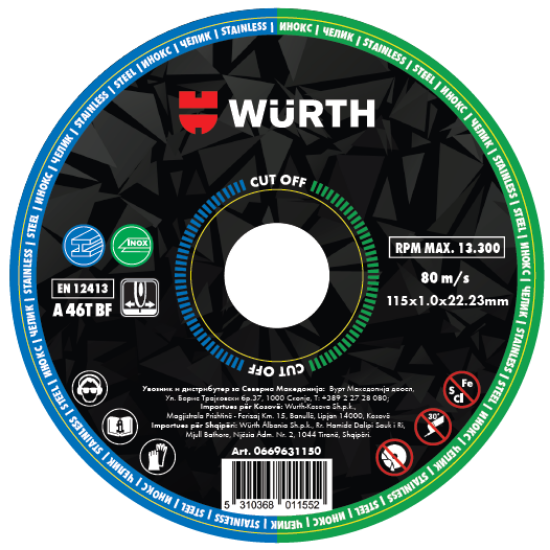 Слика на Диск за сечење инокс/челик, CUT OFF 115x1mm