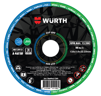 Слика на Диск за сечење инокс/челик, CUT OFF 125x1mm