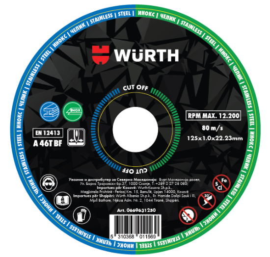 Слика на Диск за сечење инокс/челик, CUT OFF 125x1mm