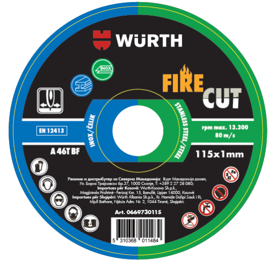 Fotografia e Disk prerës INOX, FIRECUT 115x1mm.