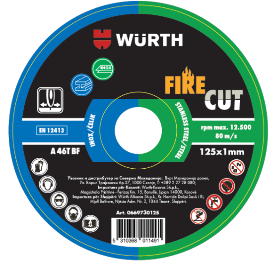 Слика на Диск за сечење инокс/челик, FIRECUT 125x1mm